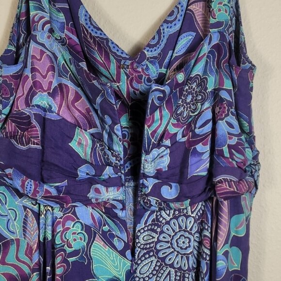 Vintage Y2K Margarita Flowy Floral Dress Size M Blue Purple Boho Fairy Asymm - Picture 6 of 10